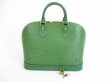 Photo1: LOUIS VUITTON Epi Leather Green Hand Bag Purse Alma #5575