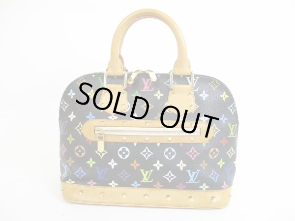 Photo1: LOUIS VUITTON Multi-color Leather Black Hand Bag Purse Alma #5577