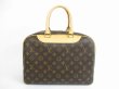 Photo2: LOUIS VUITTON Monogram Leather Brown Hand Bag Boring Vanity Deauville #5599