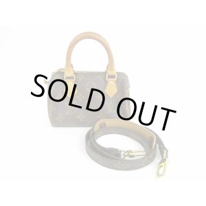 Photo: LOUIS VUITTON Monogram Leather Brown Hand Bag Mini Speedy w/Strap #5606