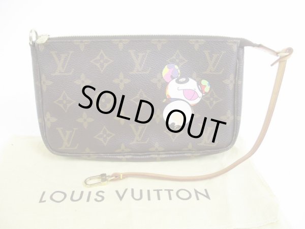 Photo1: LOUIS VUITTON Monogram Leather Brown Murakami Panda Accessories Pouch #5646