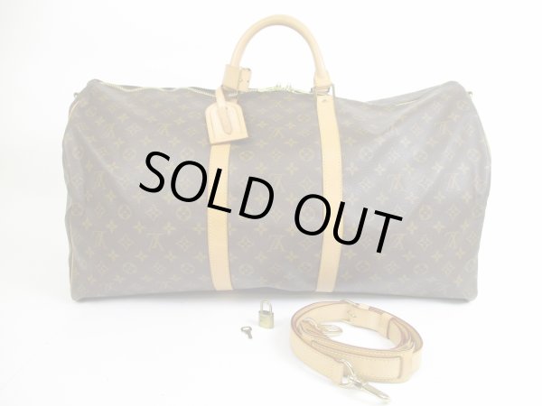 Photo1: LOUIS VUITTON Monogram Leather Brown Gym Bag Keepall 60 Bandouliere #5650