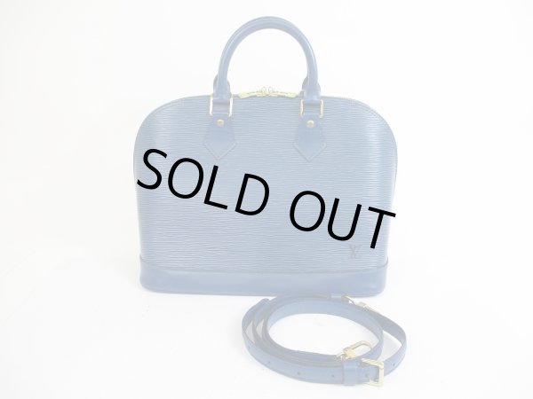 Photo1: LOUIS VUITTON Epi Leather Blue Hand Bag Purse Alma w/Strap #5653