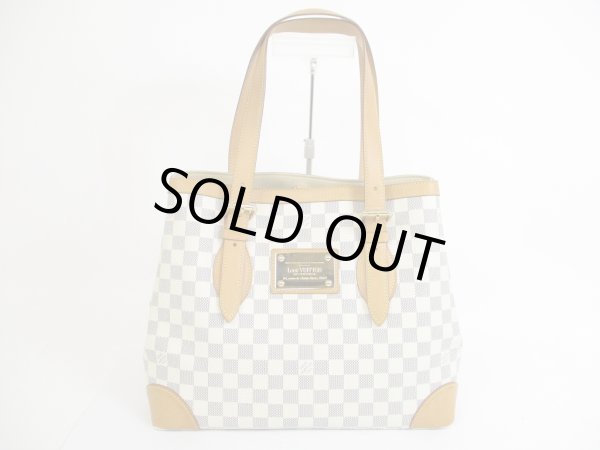 Photo1: LOUIS VUITTON Azur Leather White Tote&Shoppers Bag Hampstead MM #5682