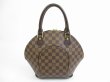 Photo1: LOUIS VUITTON Special Order Damier Leather Brown Hand Bag Ellipse PM #5711