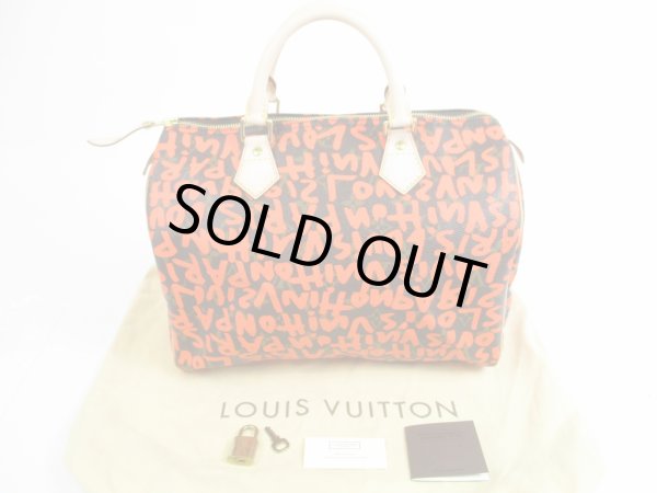 Photo1: LOUIS VUITTON Monogram Leather Graffiti Orange Hand Bag Purse Speedy30 #5718