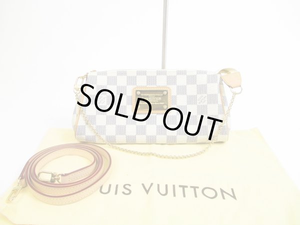 Photo1: LOUIS VUITTON Azur Leather White Evening Bag Pochette Eva W/Strap #5722