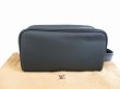 Photo1: LOUIS VUITTON Taiga Canvas Ardoise Black Hand Bag Pouch Palana #5723