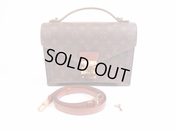 Photo1: LOUIS VUITTON Monogram Leather Brown Hand Bag Monceau w/Strap #5745