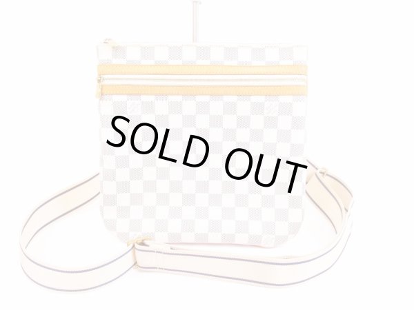 Photo1: LOUIS VUITTON Azur Leather White Cross-body Bag Pohette Bosphore #5747