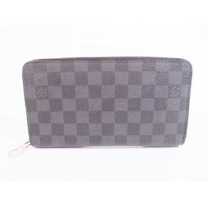 Photo: LOUIS VUITTON Damier Graphite Leather Zippey Organizer Wallet #5753