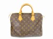 Photo2: LOUIS VUITTON Monogram Leather Brown Hand Bag Purse Speedy30 #5755