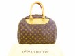 Photo1: LOUIS VUITTON Monogram Leather Brown Hand Bag Boring Vanity Deauville #5776