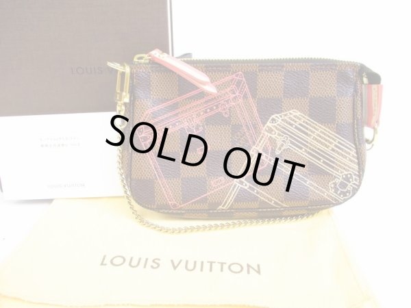 Photo1: LOUIS VUITTON Damier Leather Mini Accessories Chain Pouch Purse #5779