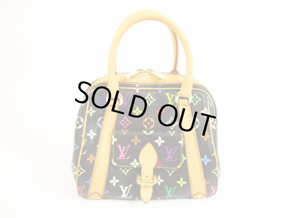 Photo1: LOUIS VUITTON Multi-color Leather Black Hand Bag Purse Priscilla #5901