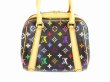 Photo2: LOUIS VUITTON Multi-color Leather Black Hand Bag Purse Priscilla #5901