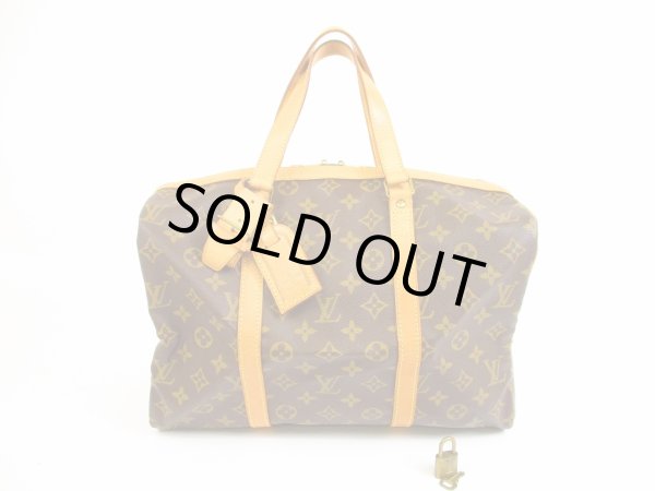 Photo1: LOUIS VUITTON Monogram Leather Brown Hand Bag Duffle Bag Sac Souple 35 #5913