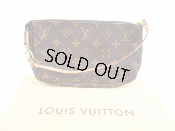 Photo1: LOUIS VUITTON Monogram Leather Brown Accessories Pouch Pochette #5916