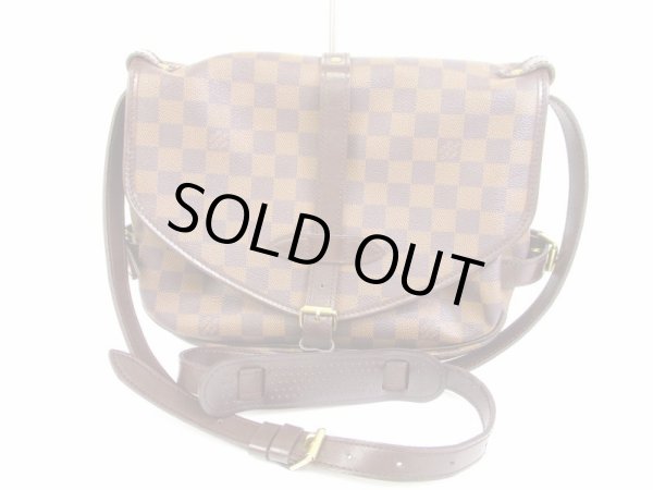 Photo1: LOUIS VUITTON Damier Leather Brown Cross-body Bag Saumur MM 30 SPO #5931