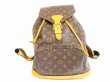 Photo1: LOUIS VUITTON Monogram Leather Brown Backpack Bag Montsouris GM #5944