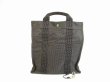 Photo1: HERMES Canvas Her Line Grays Backpack Bag MM w/Lock and Keys #5947