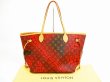 Photo1: LOUIS VUITTON Limited Kusama Leather Red Tote Bag Purse Neverfull MM #5968