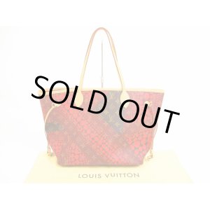 Photo: LOUIS VUITTON Limited Kusama Leather Red Tote Bag Purse Neverfull MM #5968