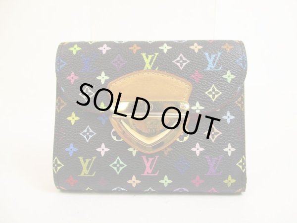 Photo1: LOUIS VUITTON Multicolor Black Leather Tri-fold Wallet Purse Joy #5973