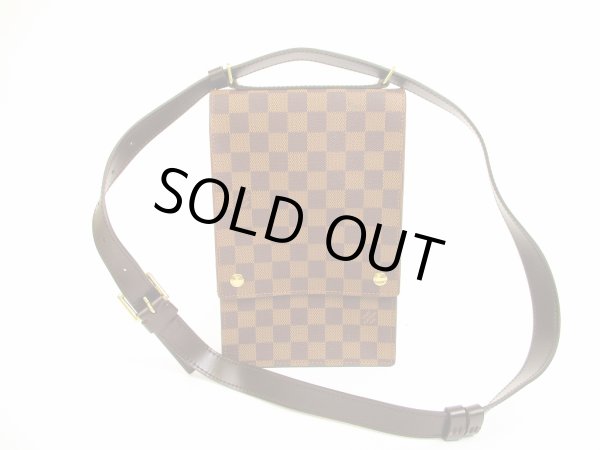 Photo1: LOUIS VUITTON Damier Leather Brown Cross-body Bag Purse Portobello #5978