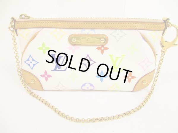 Photo1: LOUIS VUITTON Multicolor Leather White Pouch Pochette Mira MM #5982