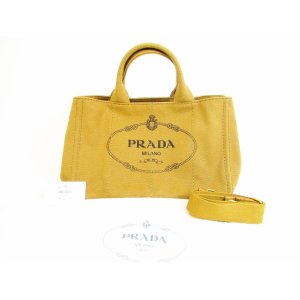 Photo: PRADA Denim Canvas Brown Hand Bag Purse Canapa w/Strap #5993