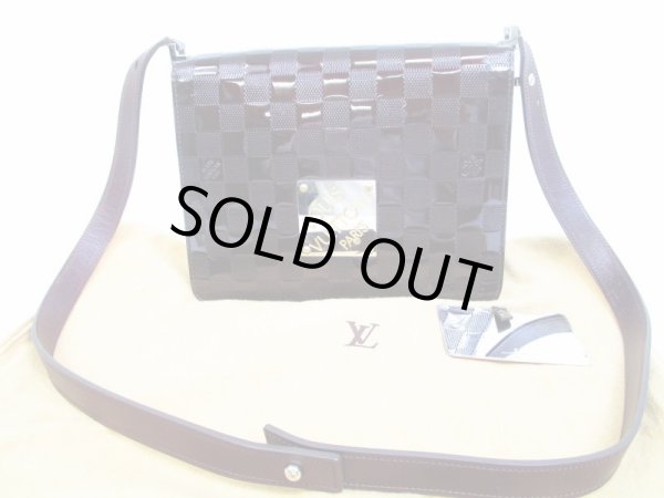 Photo1: LOUIS VUITTON Damier Verinis Patent Leather Brown Cross-body Bag Cabaret #6009