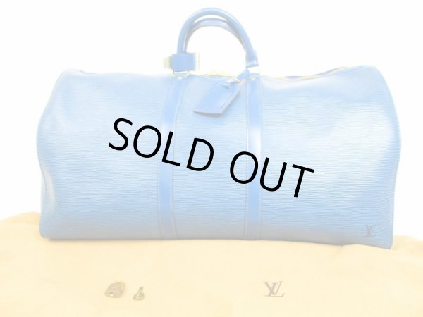 Photo1: LOUIS VUITTON Epi Leather Blue Duffle&Gym Bag Boston Bag Keepall 55 #6028