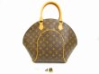 Photo1: LOUIS VUITTON Monogram Leather Brown Hand Bag Purse Ellipse MM #6029