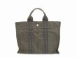 Photo1: HERMES Canvas Her Line Grays Hand Bag Tote Bag PM #6043