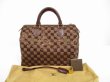 Photo1: LOUIS VUITTON Damier Leather Sequins Brown Hand Bag Purse Speedy30 #6048