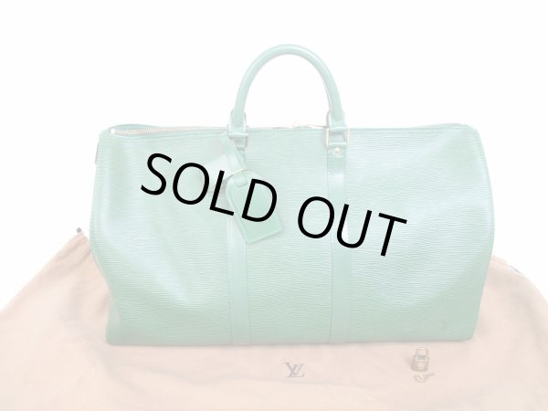 Photo1: LOUIS VUITTON Epi Leather Green Duffle&Gym Bag Hand Bag Keepall 50 #6062