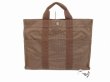 Photo1: HERMES Canvas Her Line Brown Hand Bag Tote Bag MM Purse #6066