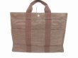 Photo2: HERMES Canvas Her Line Brown Hand Bag Tote Bag MM Purse #6066