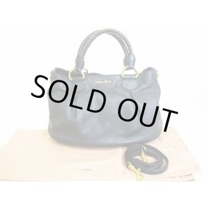 Photo: miumiu Black Calf Leather Hand Bag 2way Bag With Strap #3734