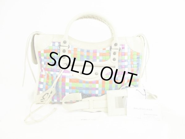 Photo1: BALENCIAGA Leather Multicolor Hand Bag w/Strap The City #5381