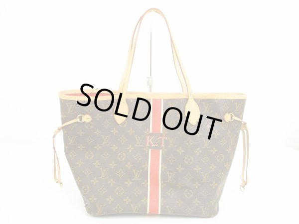 Photo1: LOUIS VUITTON Mon Monogram Leather Brown&Red Tote&Shoppers Bag Neverfull MM #6115