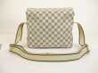 Photo1: LOUIS VUITTON Damier Azur Leather White Crossbody Bag Purse Naviglio #6118