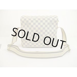 Photo: LOUIS VUITTON Damier Azur Leather White Crossbody Bag Purse Naviglio #6118