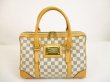 Photo1: LOUIS VUITTON Damier Azur Leather White Hand Bag Boston Bag Berkeley #6168