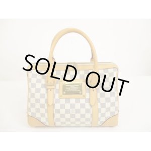 Photo: LOUIS VUITTON Damier Azur Leather White Hand Bag Boston Bag Berkeley #6168