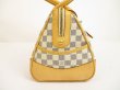 Photo3: LOUIS VUITTON Damier Azur Leather White Hand Bag Boston Bag Berkeley #6168