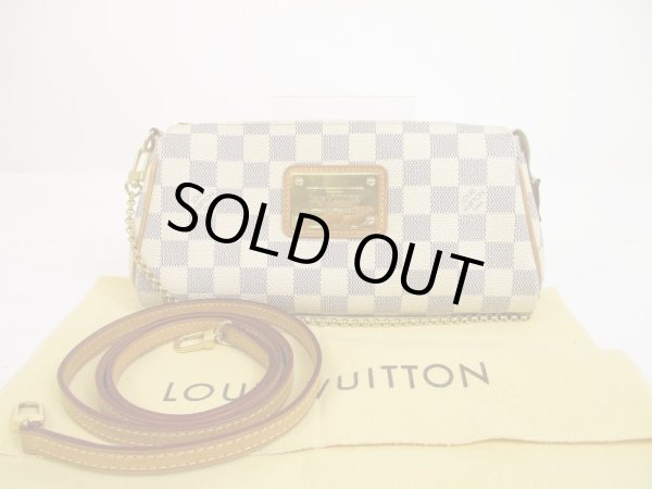 Photo1: LOUIS VUITTON Azur Leather White Evening Bag Pochette Eva W/Strap #6169