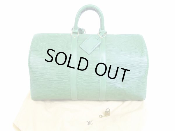 Photo1: LOUIS VUITTON Epi Leather Green Duffle&Gym Bag Hand Bag Keepall 45 #6171