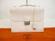 Photo1: HERMES Veau Epson Leather White Briefcase Business Bag Sac A Depeche 27 #6173